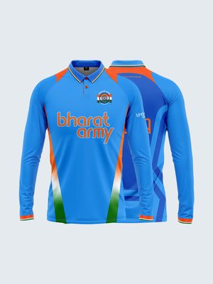 Bharat Army Match Day Long Sleeve Polo Jersey 2023 (Royal Blue) - Both