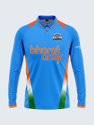 Bharat Army Match Day Long Sleeve Polo Jersey 2023 (Royal Blue) - Front