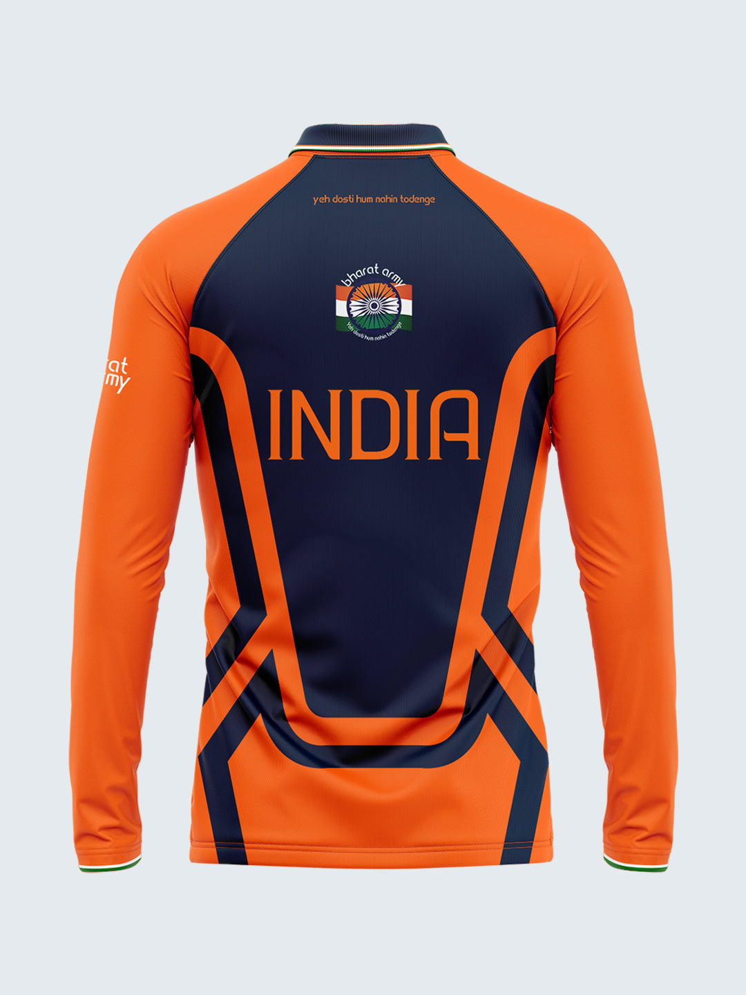Bharat Army Match Day Long Sleeve Polo Jersey 2023 (Orange) - Front