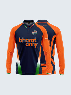 Bharat Army Match Day Long Sleeve Polo Jersey 2023 (Orange) - Both