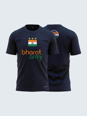 Bharat Army Casual T Shirt (Navy Blue) - Both