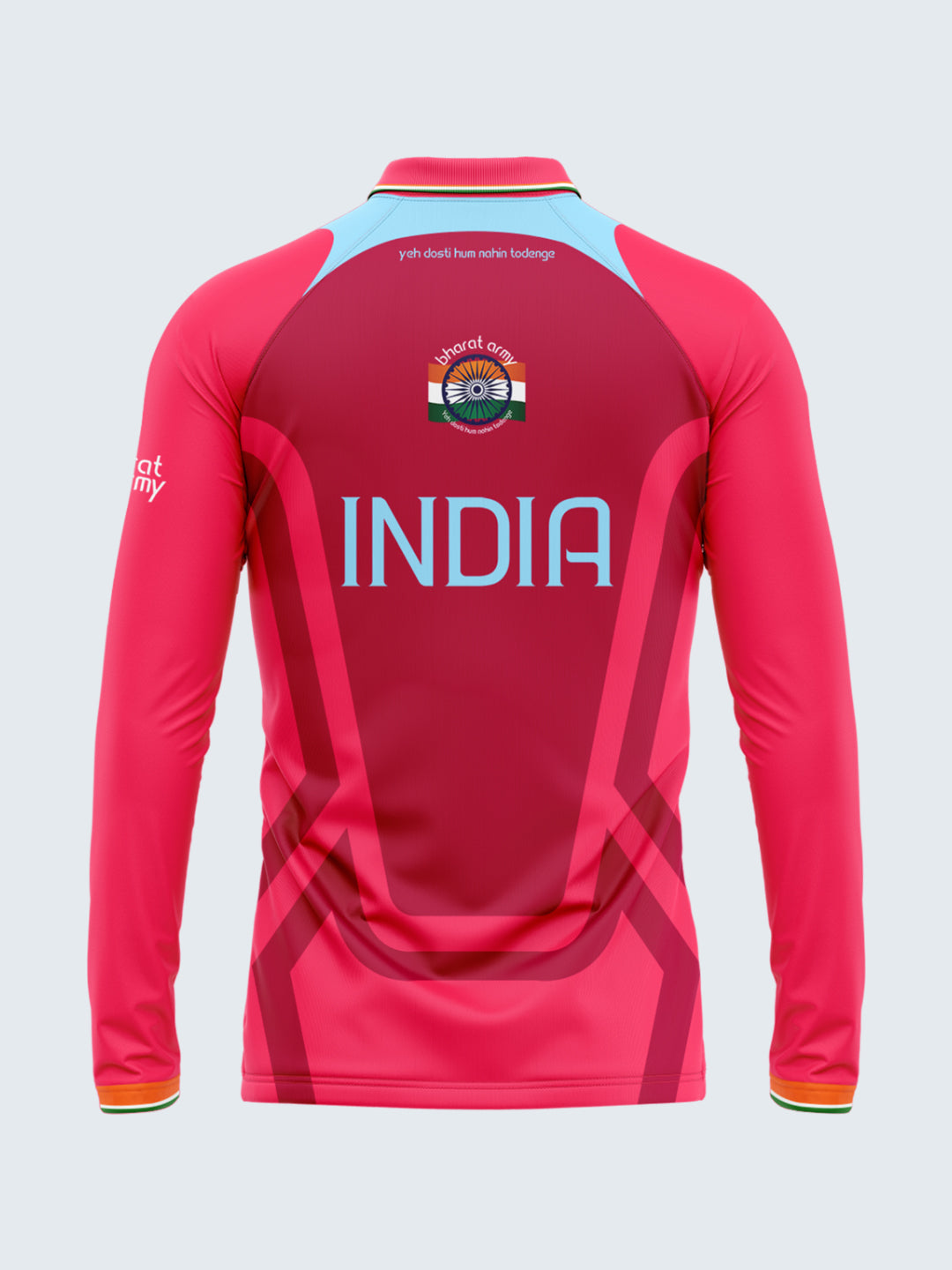 Bharat Army Match Day Long Sleeve Polo Jersey 2023 (Pink) - Front