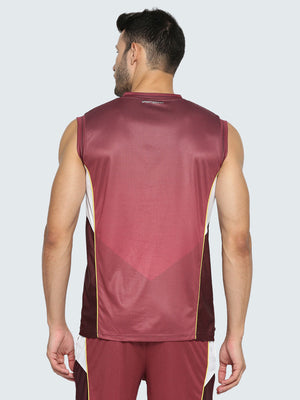 Men's Abstract Basketball Vest: Maroon - Back