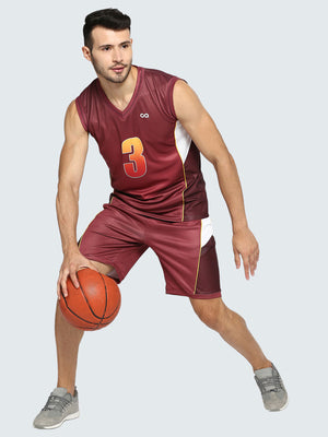 Men's Abstract Basketball Vest: Maroon - Model