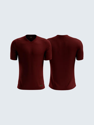 Men's V Neck Burgundy Lycra Stretch Soft Cotton T-Shirt - CS9001 - Sportsqvest