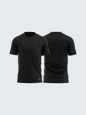 Men's Round Neck Black Soft Cotton T-Shirt - CS9005 - Sportsqvest