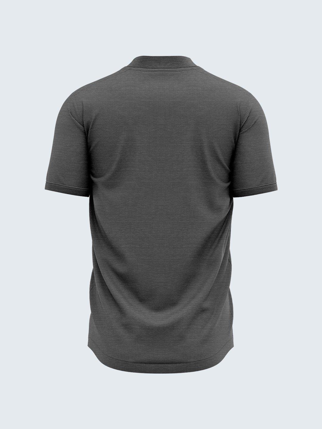 Men's Henley Carbon Black T-Shirt (Short Sleeve) - CS9008 - Sportsqvest