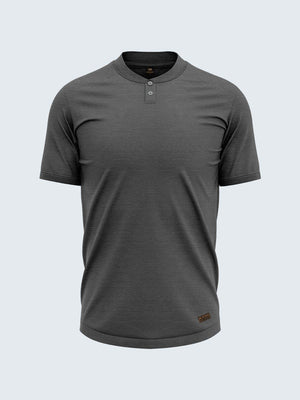 Men's Henley Carbon Black T-Shirt (Short Sleeve) - CS9008 - Sportsqvest