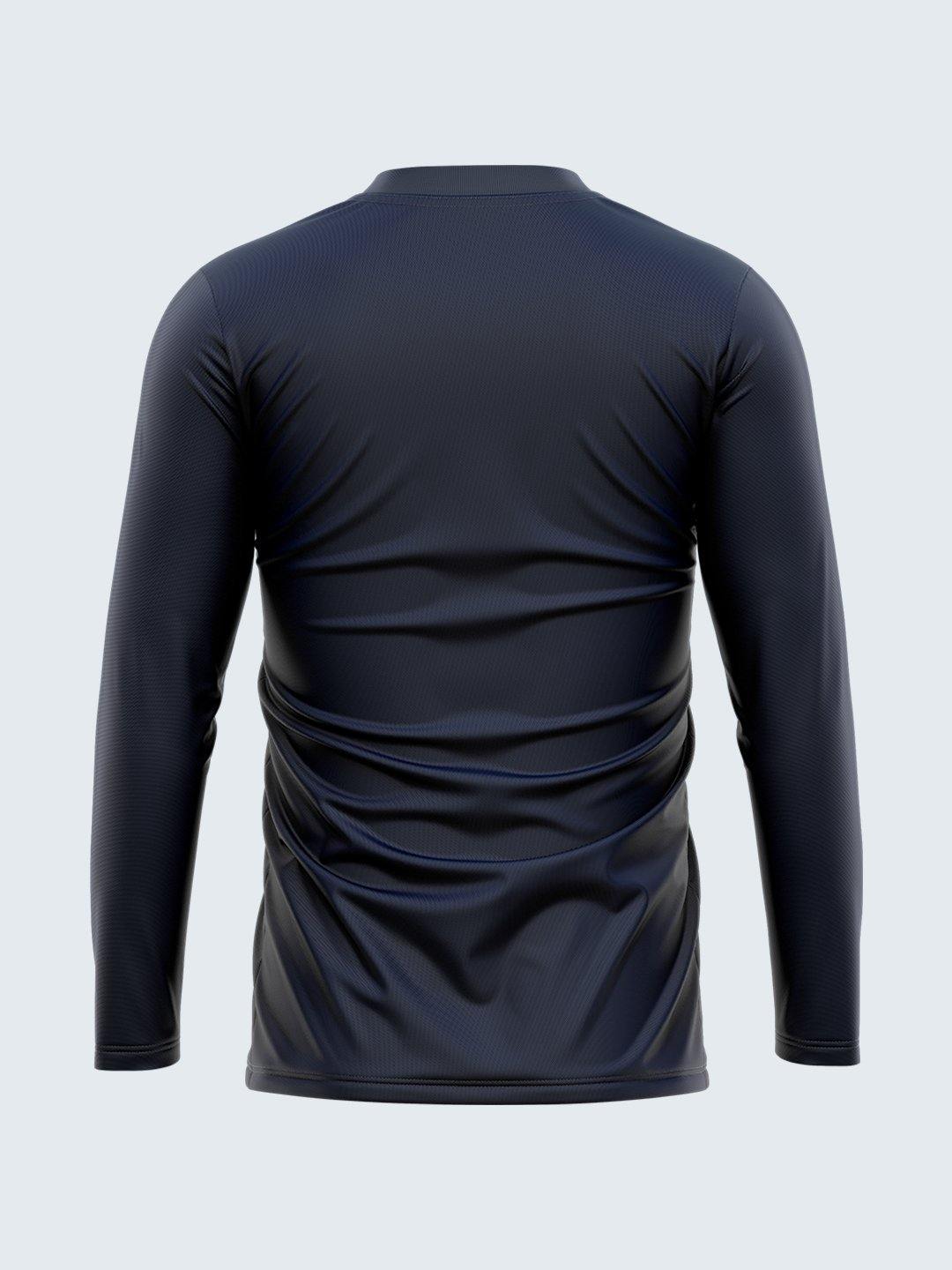 Men's Henley Navy Blue T-Shirt (Full Sleeve) - CS9010 - Sportsqvest