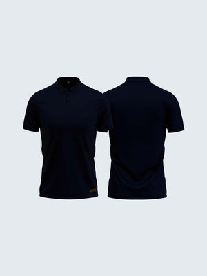 Men's Navy Blue Pique Polo Windsor Collar - CS9011 (Both)