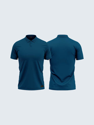Men's Blue Pique Polo Windsor Collar - CS9012 (Both)