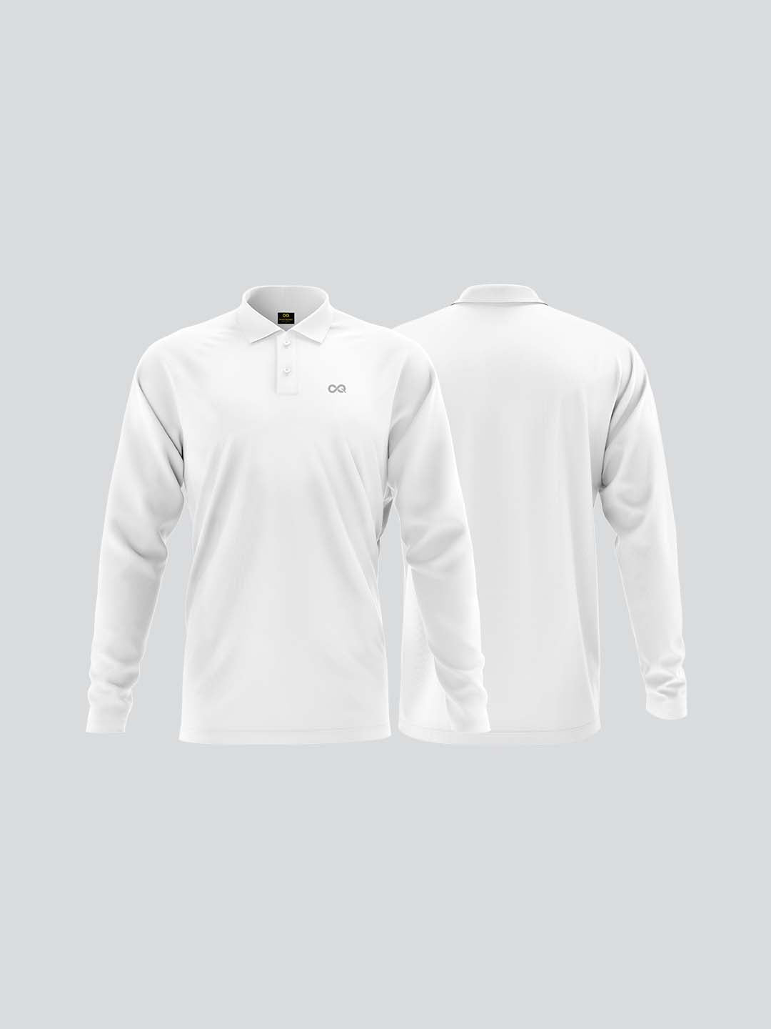 Men Cricket Whites 2-Way Stretch Full Sleeves Solid Polo Jersey CW01 :19