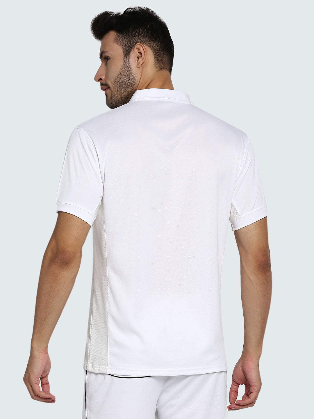 Men's Cricket Whites Short Sleeve Polo T-Shirt - Front