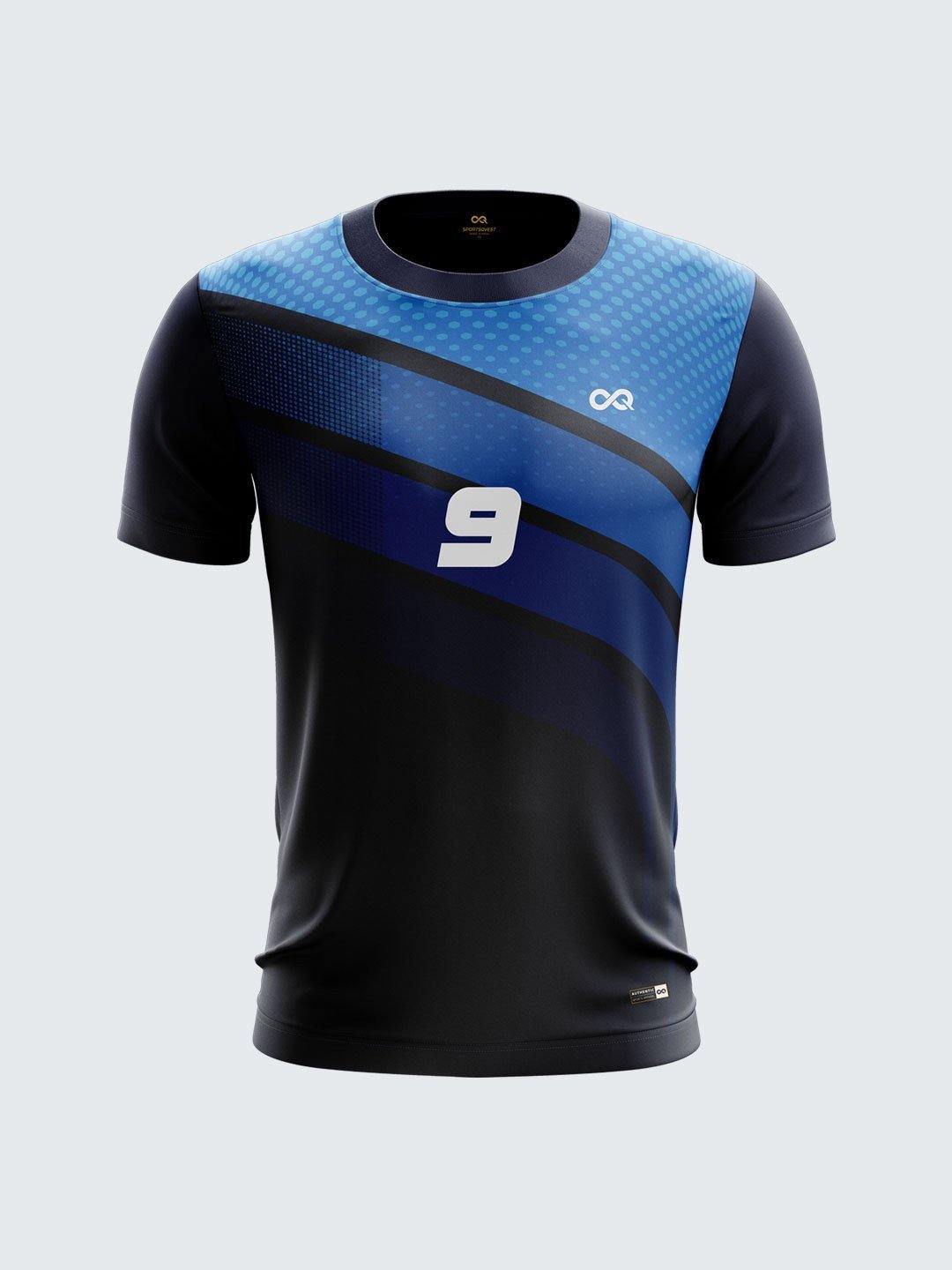 Men Navy Blue Printed Cricket Jersey Sportsqvest