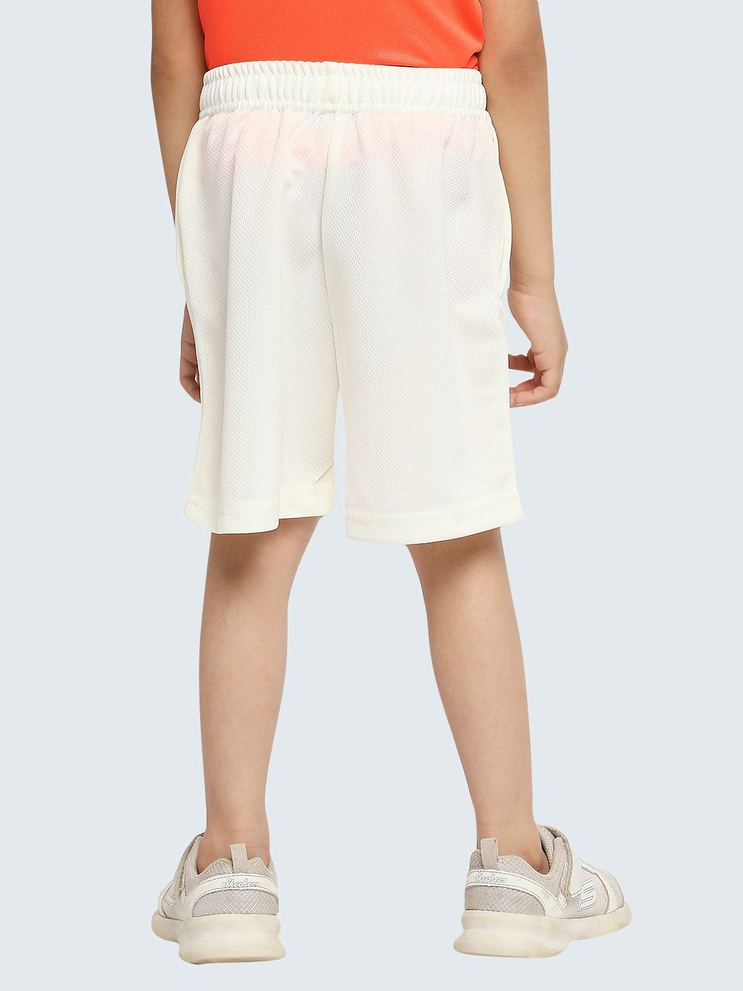 Kid's Solid Active Sports Shorts: Off-White - Front
