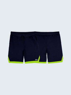Kid's Active Striped Shorts - Navy Blue (Both)