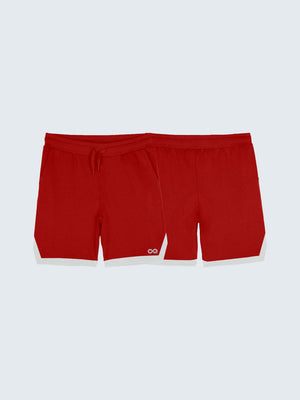 Kid's Active Striped Shorts - Red (Both)
