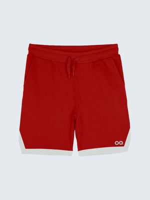 Kid's Active Striped Shorts - Red (Front)