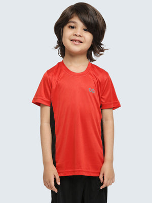 Kid's Two-Tone Active Sports T-Shirt: Red - Front