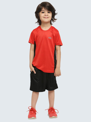 Kid's Two-Tone Active Sports T-Shirt: Red - Pose