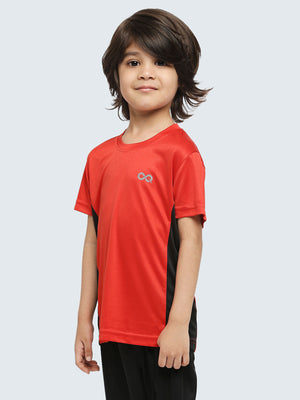 Kid's Two-Tone Active Sports T-Shirt: Red - Side