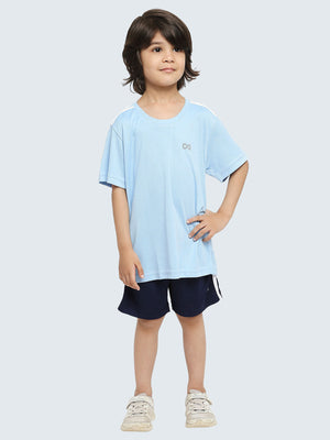 Kid's Striped Active Sports T-Shirt: Light Blue - Pose