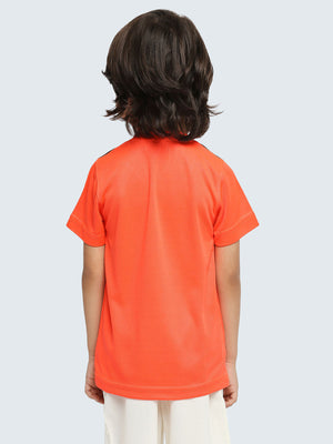 Kid's Striped Active Sports T-Shirt: Orange - Back