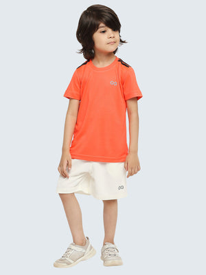 Kid's Striped Active Sports T-Shirt: Orange - Pose