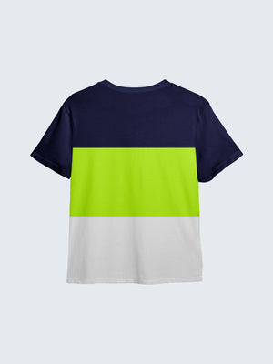 Kid's Striped Active T-Shirt - Navy Blue (Back)