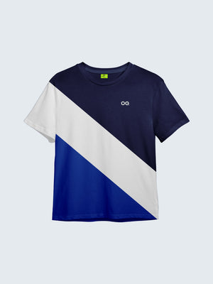 Kid's Striped Active T-Shirt - Royal Blue (Front)