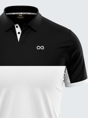 Mars Dry Fit Men's Polo T-Shirt Black & White - 1839BK - Sportsqvest