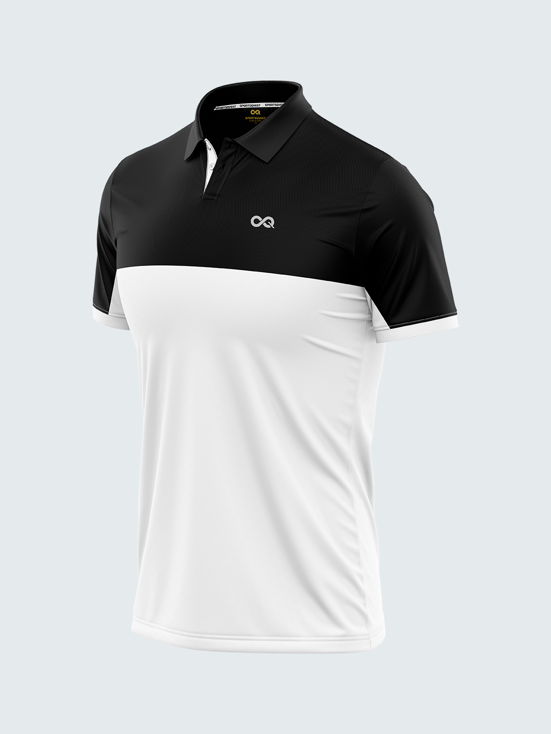 Mars Dry Fit Men&#39;s Polo T-Shirt Black &amp; White - 1839BK - Sportsqvest