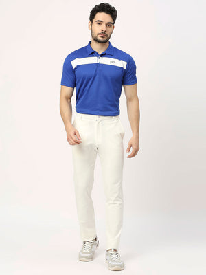 Men's Striped Sports Polo - Royal Blue - 6