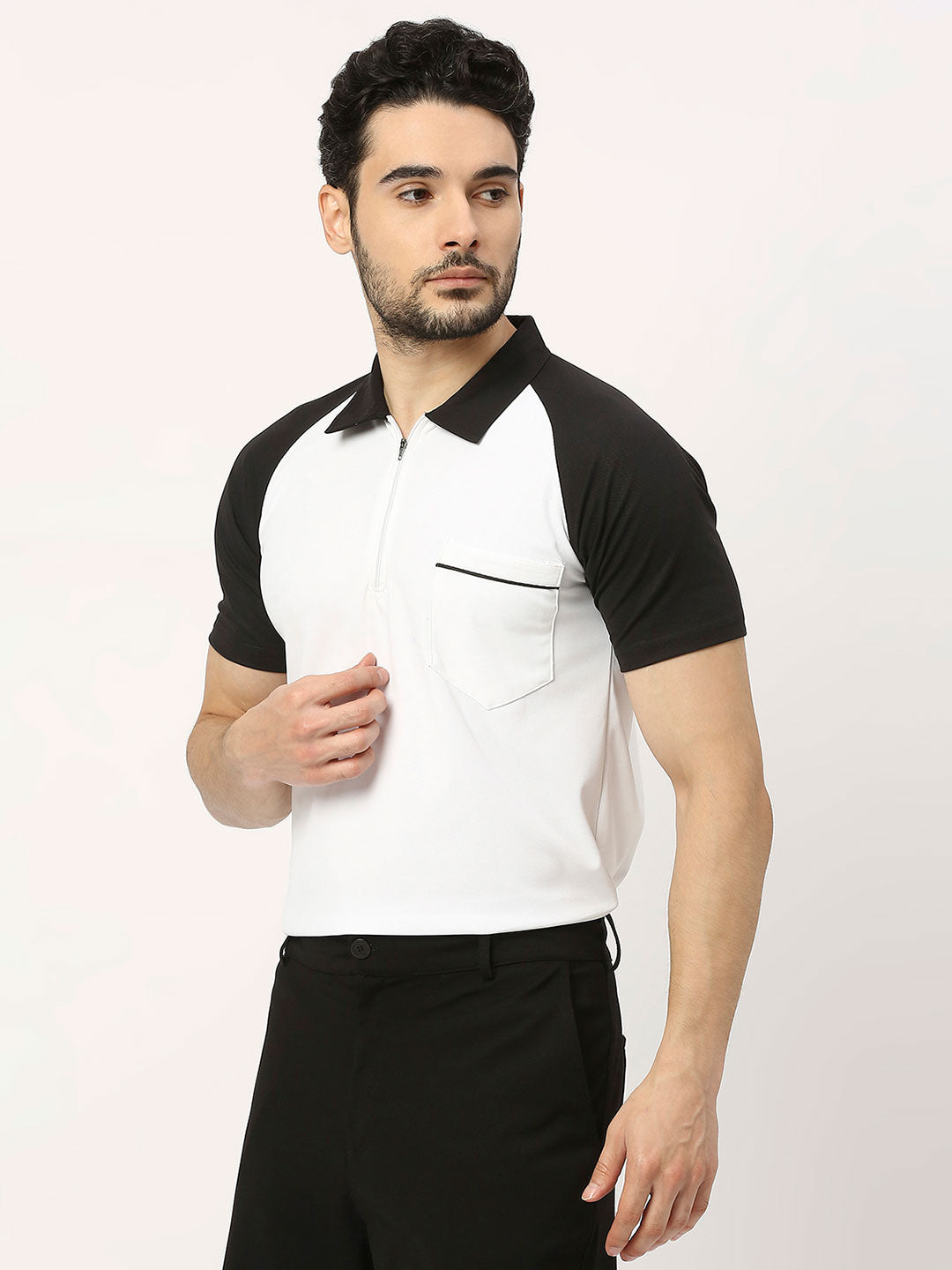 Men&#39;s Sports Polo - White and Black - 3