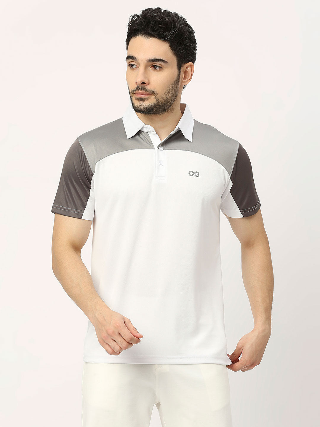 Men&#39;s Striped Sports Polo - White - 1