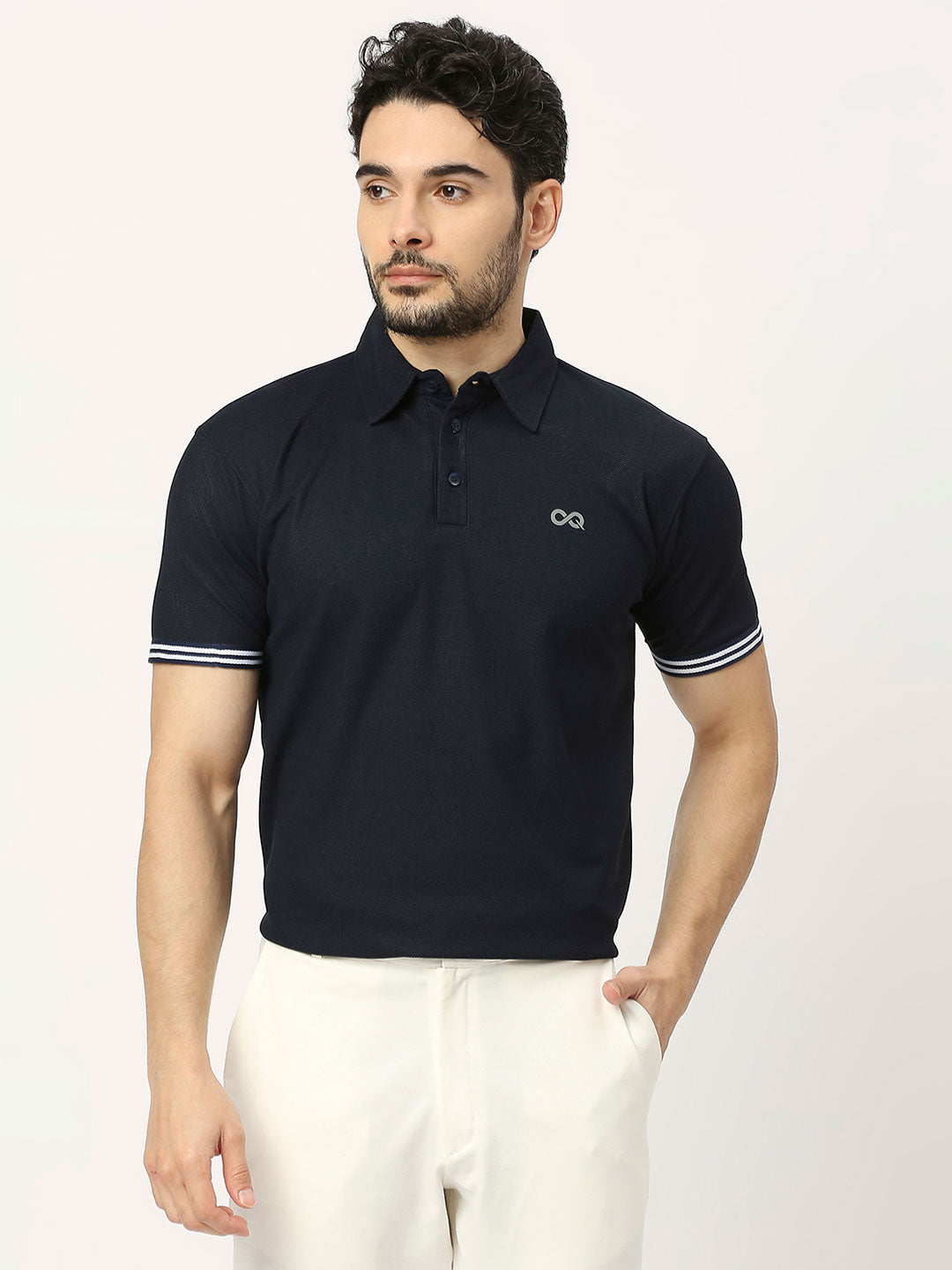 Men&#39;s Sports Polo - Navy Blue - 1