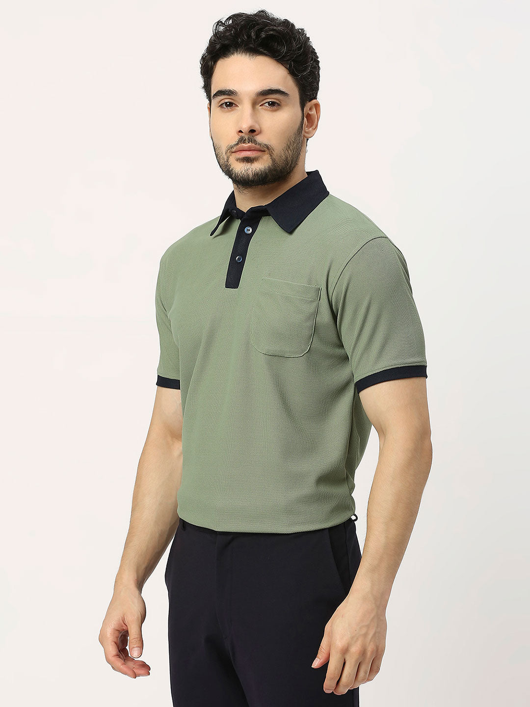 Men&#39;s Sports Polo - Olive and Navy - 3