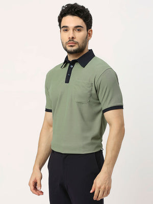 Men's Sports Polo - Olive and Navy - 3