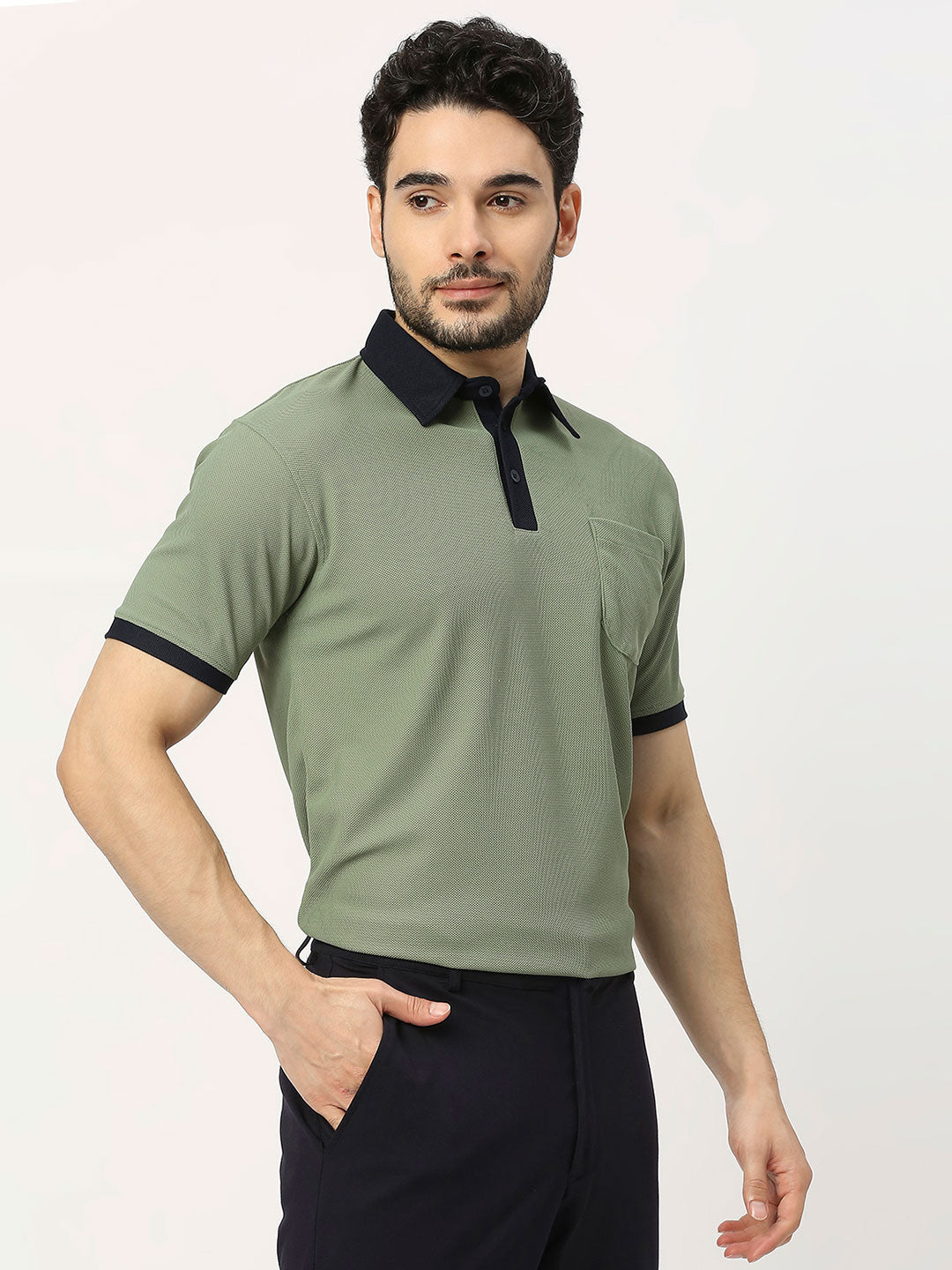 Men&#39;s Sports Polo - Olive and Navy - 4