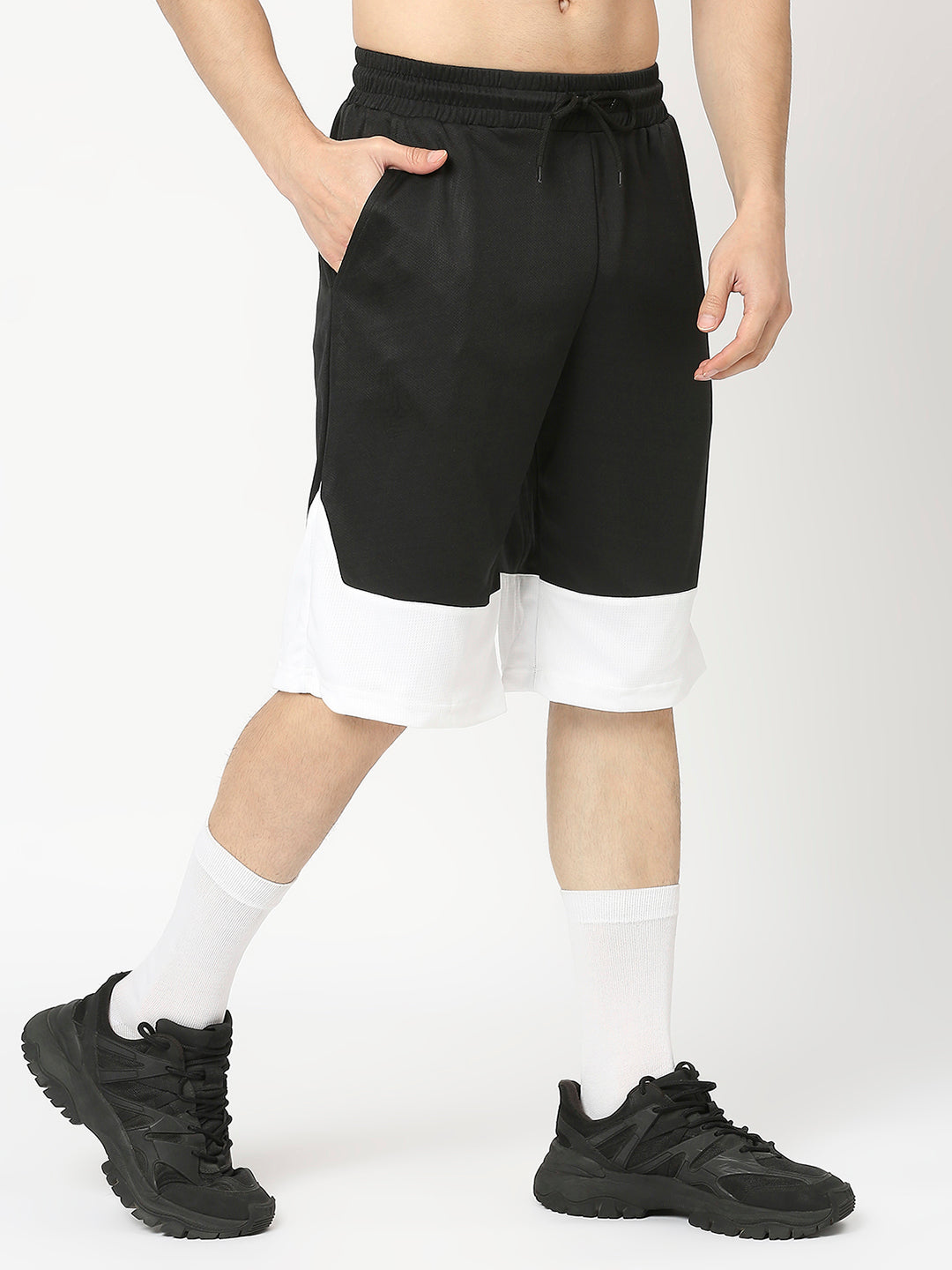 Men&#39;s Sports Shorts - Black and White - 4
