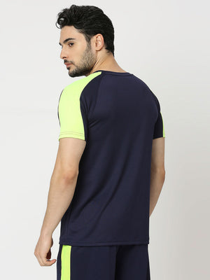 Men's Striped Sports T-Shirt - Navy Blue - 2