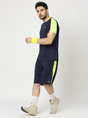 Men's Striped Sports T-Shirt - Navy Blue - 6