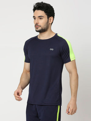 Men's Striped Sports T-Shirt - Navy Blue - 3