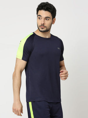 Men's Striped Sports T-Shirt - Navy Blue - 4