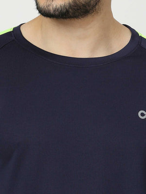 Men's Striped Sports T-Shirt - Navy Blue - 5