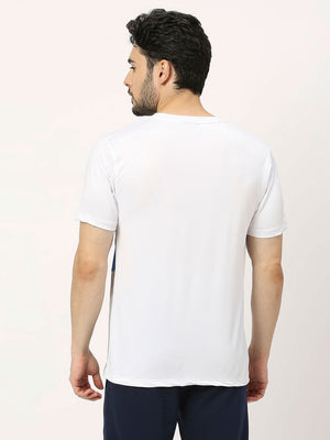 Men's Striped Sports T-Shirt - White - 2