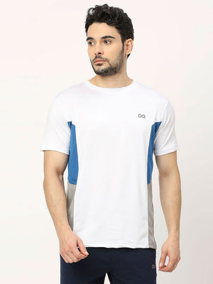 Men's Striped Sports T-Shirt - White - 1