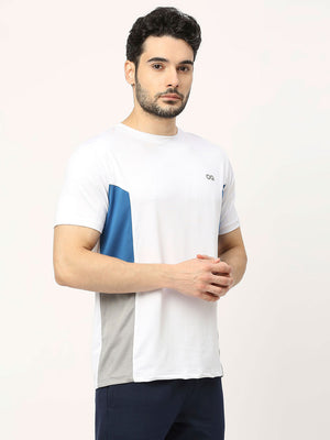 Men's Striped Sports T-Shirt - White - 4