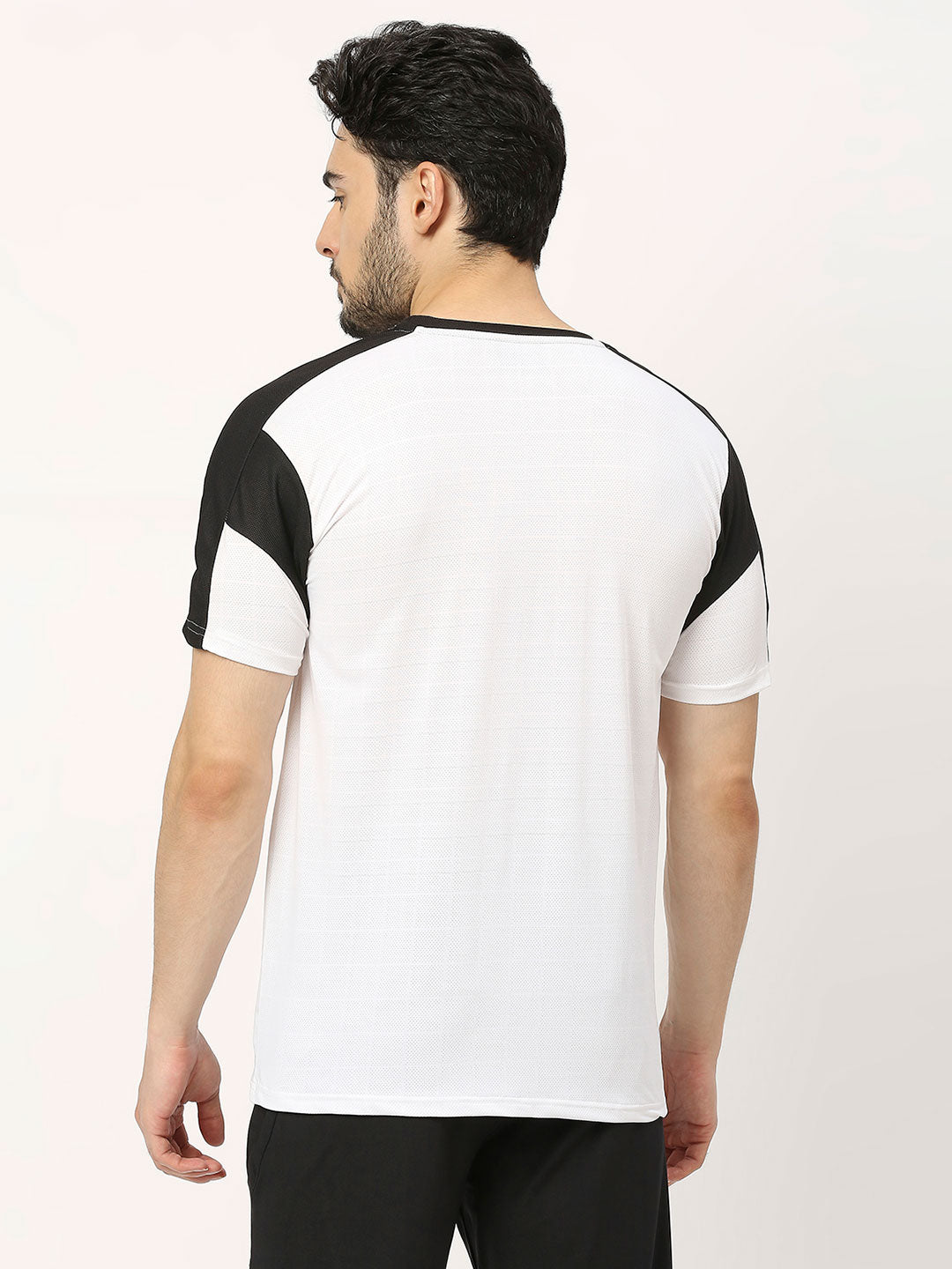 Men&#39;s Striped Sports T-Shirt - White and Black - 2