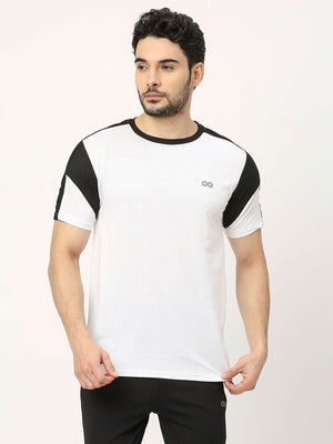 Men's Striped Sports T-Shirt - White and Black - 1